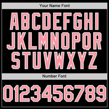 Load image into Gallery viewer, Custom Black Medium Pink-White Bomber Full-Snap Varsity Letterman Hoodie Jacket