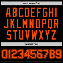 Load image into Gallery viewer, Custom Black Orange Bomber Full-Snap Varsity Letterman Hoodie Jacket