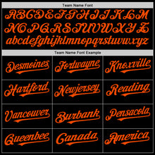 Load image into Gallery viewer, Custom Black Orange Bomber Full-Snap Varsity Letterman Hoodie Jacket