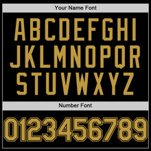 Load image into Gallery viewer, Custom Black Old Gold Bomber Full-Snap Varsity Letterman Hoodie Jacket