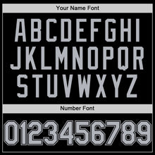 Load image into Gallery viewer, Custom Black Gray Bomber Full-Snap Varsity Letterman Hoodie Jacket