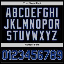 Load image into Gallery viewer, Custom Black Royal-Gray Bomber Full-Snap Varsity Letterman Hoodie Jacket