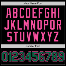 Load image into Gallery viewer, Custom Black Kelly Green-Pink Bomber Full-Snap Varsity Letterman Hoodie Jacket