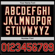 Load image into Gallery viewer, Custom Black Red-Cream Bomber Full-Snap Varsity Letterman Hoodie Jacket