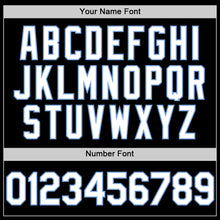 Load image into Gallery viewer, Custom Black White-Light Blue Bomber Full-Snap Varsity Letterman Hoodie Jacket