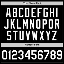 Load image into Gallery viewer, Custom Black White Bomber Full-Snap Varsity Letterman Two Tone Hoodie Jacket