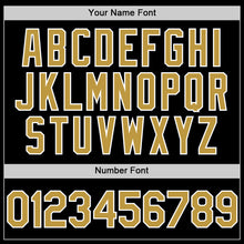 Load image into Gallery viewer, Custom Black Old Gold-White Bomber Full-Snap Varsity Letterman Two Tone Hoodie Jacket