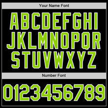 Load image into Gallery viewer, Custom Black Neon Green-White Bomber Full-Snap Varsity Letterman Two Tone Hoodie Jacket