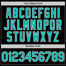 Load image into Gallery viewer, Custom Black Aqua-White Bomber Full-Snap Varsity Letterman Two Tone Hoodie Jacket