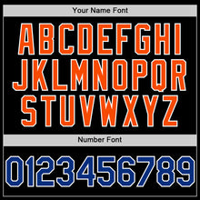 Load image into Gallery viewer, Custom Black Royal-Orange Bomber Full-Snap Varsity Letterman Two Tone Hoodie Jacket