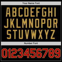 Load image into Gallery viewer, Custom Black Red-Old Gold Bomber Full-Snap Varsity Letterman Two Tone Hoodie Jacket