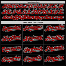 Load image into Gallery viewer, Custom Black Red-White Bomber Full-Snap Varsity Letterman Two Tone Hoodie Jacket