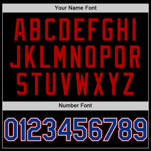 Load image into Gallery viewer, Custom Black Royal-Red Bomber Full-Snap Varsity Letterman Two Tone Hoodie Jacket