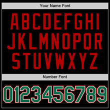 Load image into Gallery viewer, Custom Black Kelly Green-Red Bomber Full-Snap Varsity Letterman Two Tone Hoodie Jacket