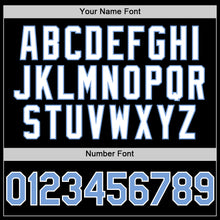 Load image into Gallery viewer, Custom Black Light Blue-White Bomber Full-Snap Varsity Letterman Two Tone Hoodie Jacket