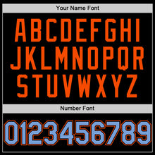 Load image into Gallery viewer, Custom Black Light Blue-Orange Bomber Full-Snap Varsity Letterman Two Tone Hoodie Jacket