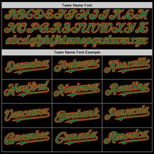 Load image into Gallery viewer, Custom Black Kelly Green-Orange Bomber Full-Snap Varsity Letterman Two Tone Hoodie Jacket