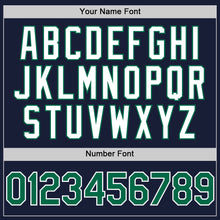 Load image into Gallery viewer, Custom Navy Kelly Green-White Bomber Full-Snap Varsity Letterman Hoodie Jacket