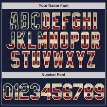 Load image into Gallery viewer, Custom Navy Vintage USA Flag Cream-Maroon Bomber Full-Snap Varsity Letterman Hoodie Jacket