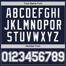 Load image into Gallery viewer, Custom Navy White Bomber Full-Snap Varsity Letterman Two Tone Hoodie Jacket