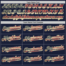 Load image into Gallery viewer, Custom Navy Vintage USA Flag Cream-Maroon Bomber Full-Snap Varsity Letterman Two Tone Hoodie Jacket