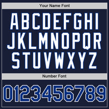 Load image into Gallery viewer, Custom Navy Royal-White Bomber Full-Snap Varsity Letterman Two Tone Hoodie Jacket