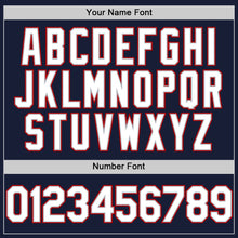 Load image into Gallery viewer, Custom Navy Gray-Red Bomber Full-Snap Varsity Letterman Two Tone Hoodie Jacket