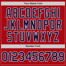 Load image into Gallery viewer, Custom Red Navy-White Bomber Full-Snap Varsity Letterman Hoodie Jacket