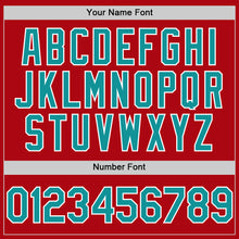 Load image into Gallery viewer, Custom Red Teal-White Bomber Full-Snap Varsity Letterman Hoodie Jacket