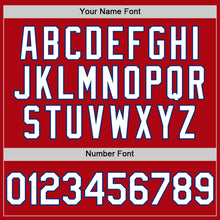 Load image into Gallery viewer, Custom Red White-Royal Bomber Full-Snap Varsity Letterman Hoodie Jacket