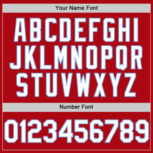 Load image into Gallery viewer, Custom Red White-Light Blue Bomber Full-Snap Varsity Letterman Hoodie Jacket