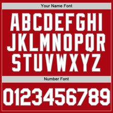 Load image into Gallery viewer, Custom Red White-Gray Bomber Full-Snap Varsity Letterman Hoodie Jacket