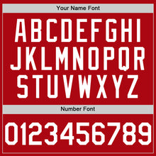 Load image into Gallery viewer, Custom Red White Bomber Full-Snap Varsity Letterman Two Tone Hoodie Jacket