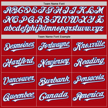 Load image into Gallery viewer, Custom Red White-Royal Bomber Full-Snap Varsity Letterman Two Tone Hoodie Jacket