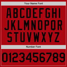 Load image into Gallery viewer, Custom Red Black Bomber Full-Snap Varsity Letterman Two Tone Hoodie Jacket