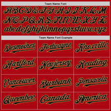 Load image into Gallery viewer, Custom Red Black-Old Gold Bomber Full-Snap Varsity Letterman Two Tone Hoodie Jacket