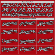 Load image into Gallery viewer, Custom Red Gray-Black Bomber Full-Snap Varsity Letterman Two Tone Hoodie Jacket