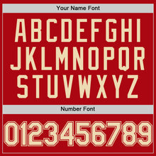 Load image into Gallery viewer, Custom Red Cream Bomber Full-Snap Varsity Letterman Two Tone Hoodie Jacket