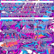 Load image into Gallery viewer, Custom Graffiti Pattern Purple-White Splash 3D Bomber Full-Snap Varsity Letterman Hoodie Jacket