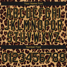 Load image into Gallery viewer, Custom Brown Black-Old Gold Leopard Print 3D Pattern Design Bomber Full-Snap Varsity Letterman Hoodie Jacket