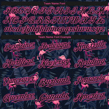 Load image into Gallery viewer, Custom Black Pink Flamingo 3D Pattern Design Bomber Full-Snap Varsity Letterman Hoodie Jacket