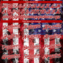 Load image into Gallery viewer, Custom White Royal-Red American Flag Fashion 3D Bomber Full-Snap Varsity Letterman Hoodie Jacket