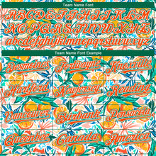 Load image into Gallery viewer, Custom White Orange-Kelly Green Fruit 3D Pattern Design Bomber Full-Snap Varsity Letterman Hoodie Jacket