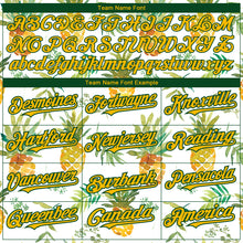 Load image into Gallery viewer, Custom White Gold-Green Tropical Hawaii Fruit Pineapple 3D Bomber Full-Snap Varsity Letterman Hoodie Jacket