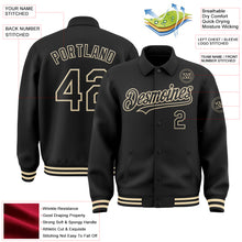 Load image into Gallery viewer, Custom Black Cream Bomber Full-Snap Varsity Letterman Lapel Collar Byron Jacket