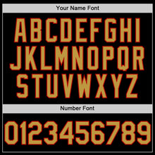 Load image into Gallery viewer, Custom Black Old Gold-Red Bomber Full-Snap Varsity Letterman Lapel Collar Byron Jacket