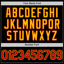 Load image into Gallery viewer, Custom Black Red-Gold Bomber Full-Snap Varsity Letterman Lapel Collar Byron Jacket