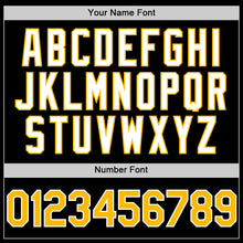 Load image into Gallery viewer, Custom Black Gold-White Bomber Full-Snap Varsity Letterman Lapel Collar Byron Jacket