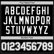 Load image into Gallery viewer, Custom Black White Bomber Full-Snap Varsity Letterman Two Tone Lapel Collar Byron Jacket