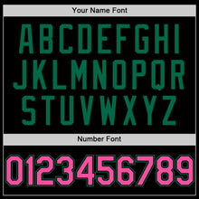 Load image into Gallery viewer, Custom Black Pink-Kelly Green Bomber Full-Snap Varsity Letterman Two Tone Lapel Collar Byron Jacket